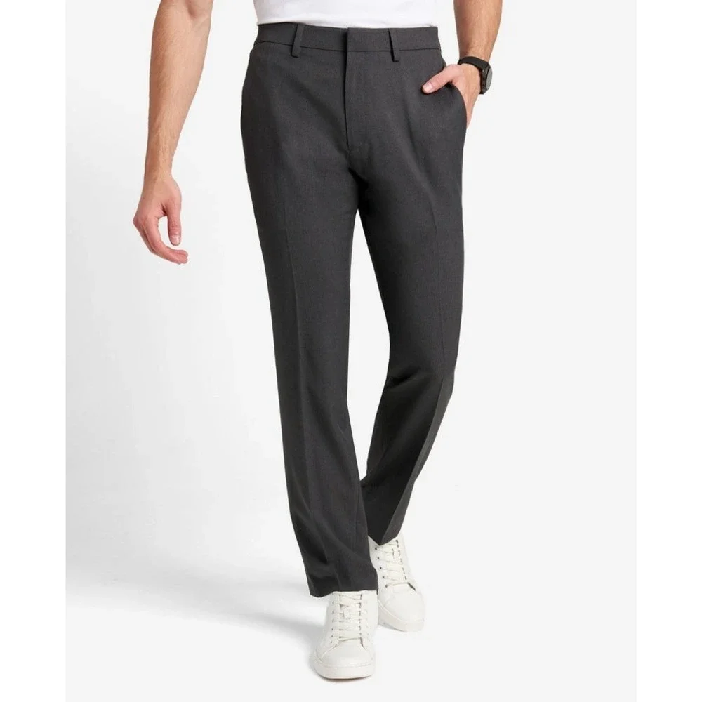 Kenneth‎ Cole Mens Modern-Fit Micro Check Stretch Trouser Pants 34 / 29
